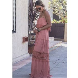 Forever 21 Strapless Crochet Maxi Dress Amber